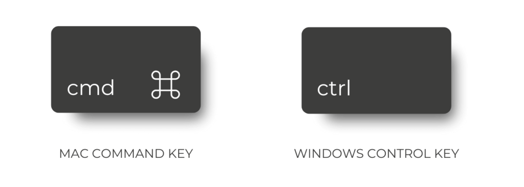 Image of Mac command key and Windows Control key