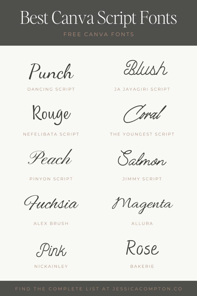 Pin listing 10 of the best free casual fonts on Canva